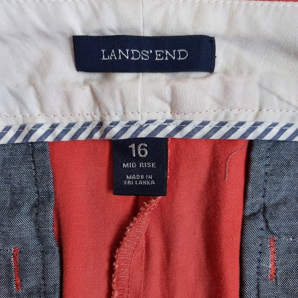 Lands End Papaya Orange Mid Rise Stretch 6.5" Inseam 4 Pockets Shorts Ladies 16 - Picture 2 of 7